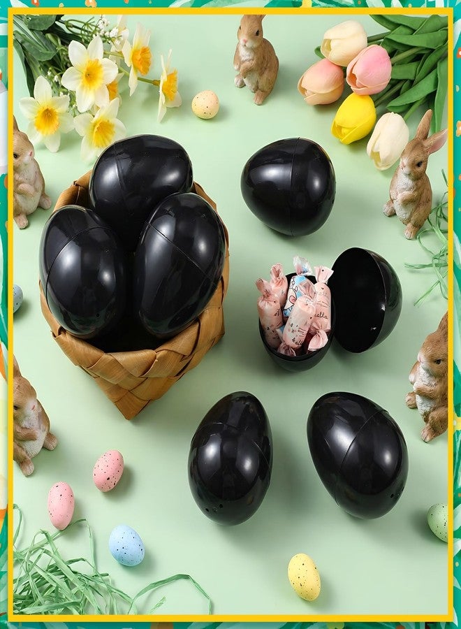 Leitee Black 24 Pcs Plastic Easter Eggs 4 Inch Large Blank Paintable Eggs Detachable DIY Decoration for Easter Basket Stuffers Fillable Hunting Treats Party Favor Gift - Image 3